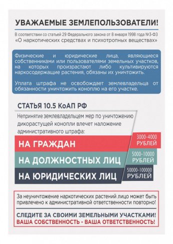 Антинаркотическая комиссия при администрации Казачинского муниципального района НАПОМИНАЕТ!